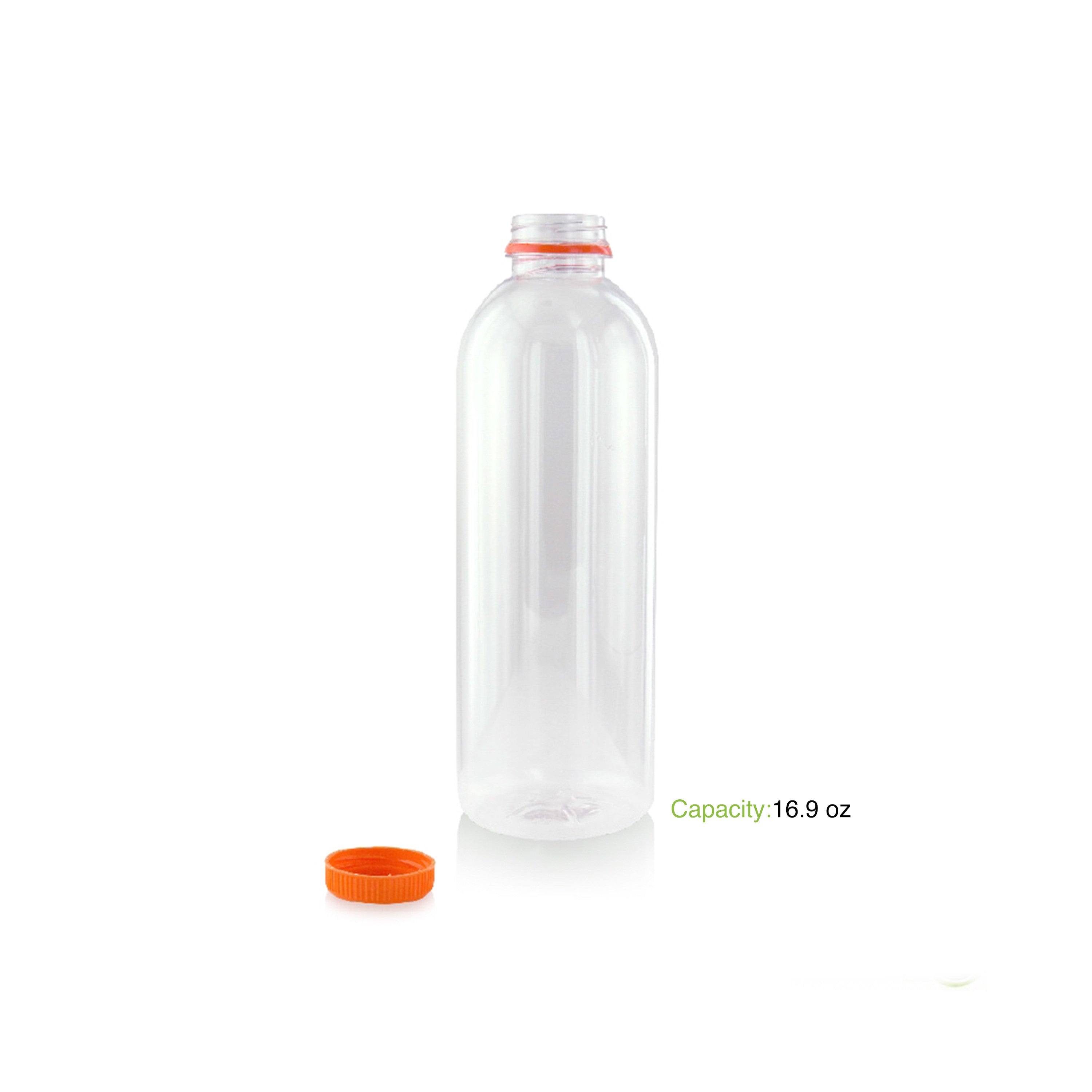 150Pcs - Bouteille transparente en plastique RPET avec bouchon orange 68 H187mm 500ml FirstPack - Mathon - 2