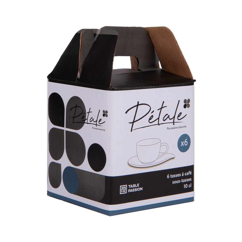 Coffret de 6 tasses à café avec sous tasses 10 cl Pétale Table passion - Mathon - 2