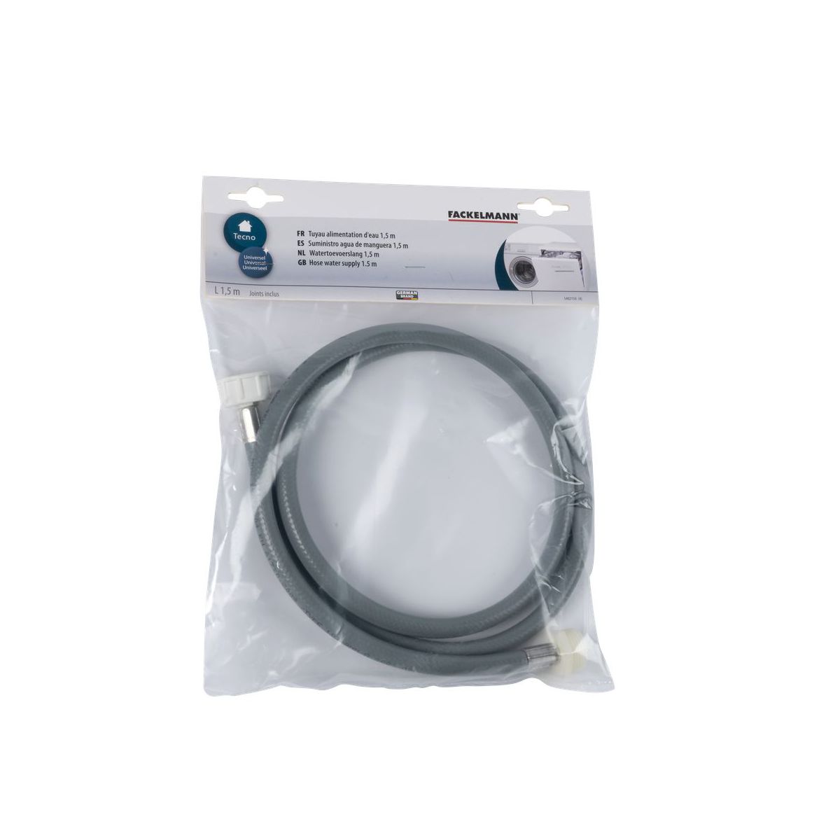 Tuyau alimentation eau embouts mâle-femelle droits 1,50 m Fackelmann - Mathon - 2