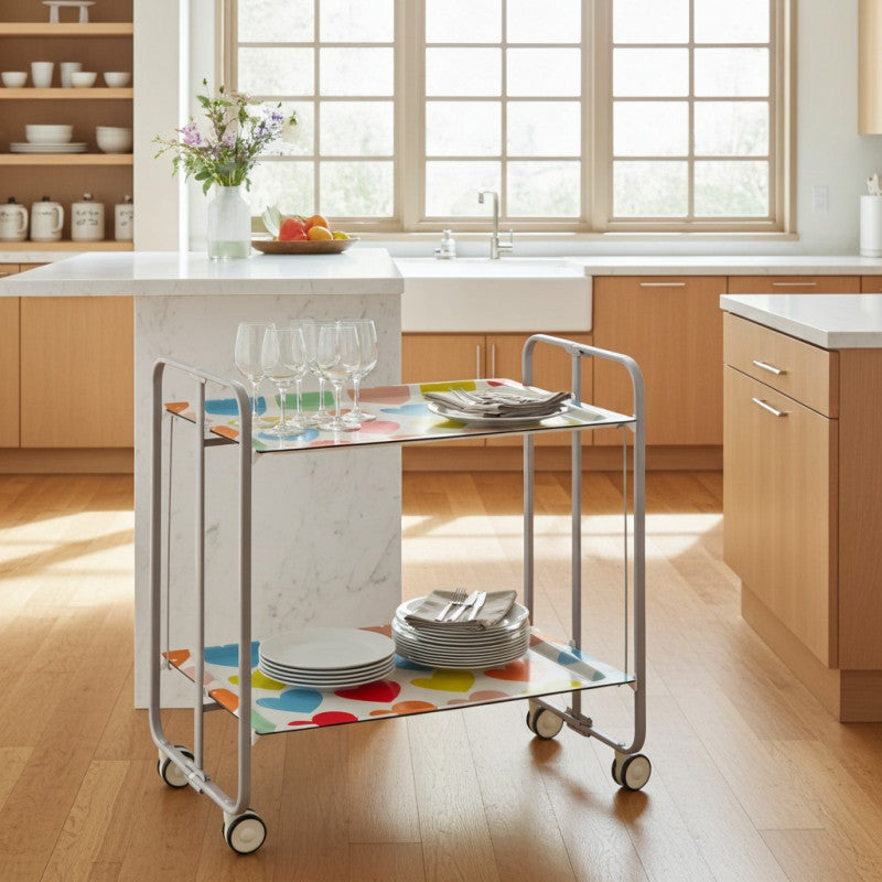 Desserte pliante bauhaus avec roulettes – structure grise, 2 niveaux, 4 positions Don Hierro - Mathon - 2