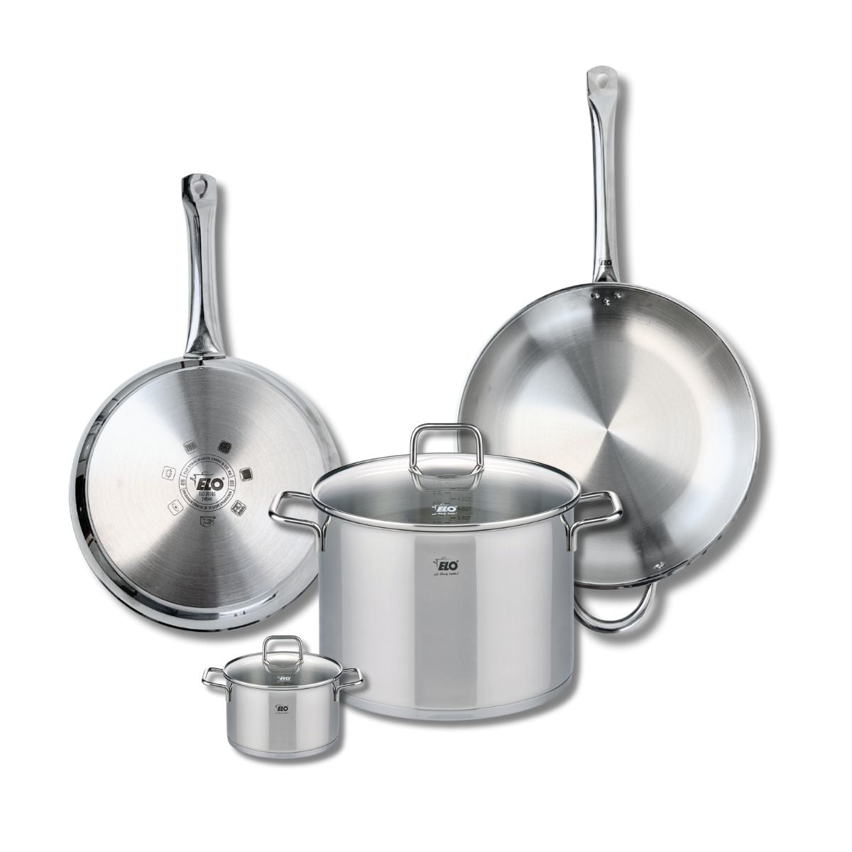 Ensemble de 2 Poêles de cuisson 28 et 32 cm et 2 faitouts 12 et 26 cm  Profi Citrin Elo - Mathon - 1