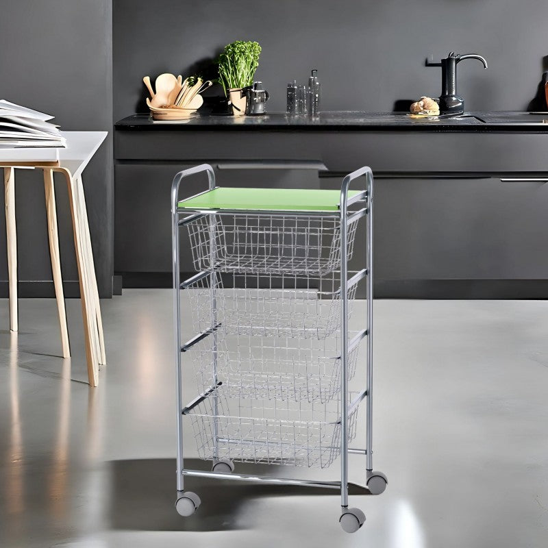 Resserre à légumes, 4 paniers de grande capacité, gris aluminium - vert pistache, green Don Hierro - Mathon - 2