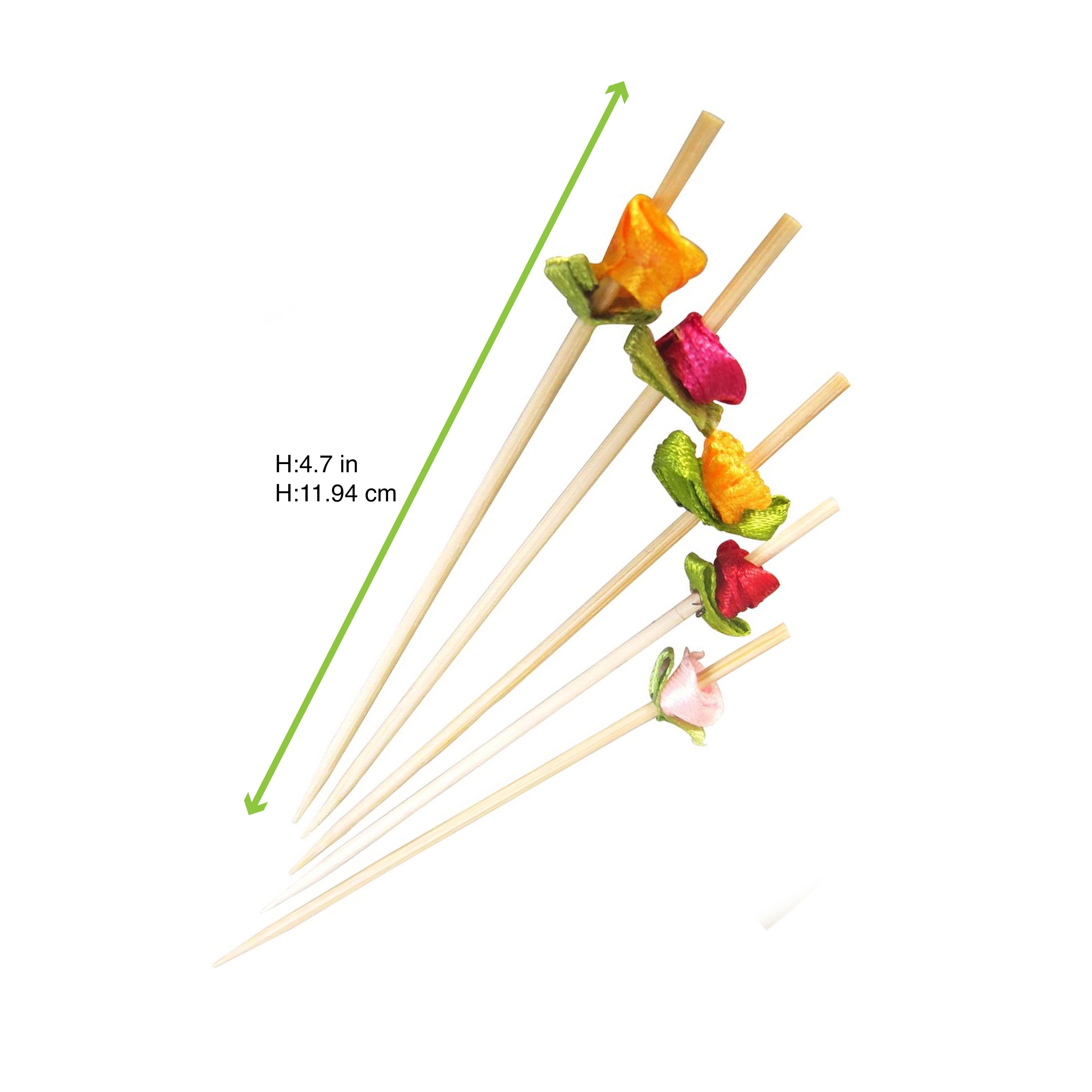 100Pcs - Pique bambou décor fleur  H120mm FirstPack - Mathon - 2