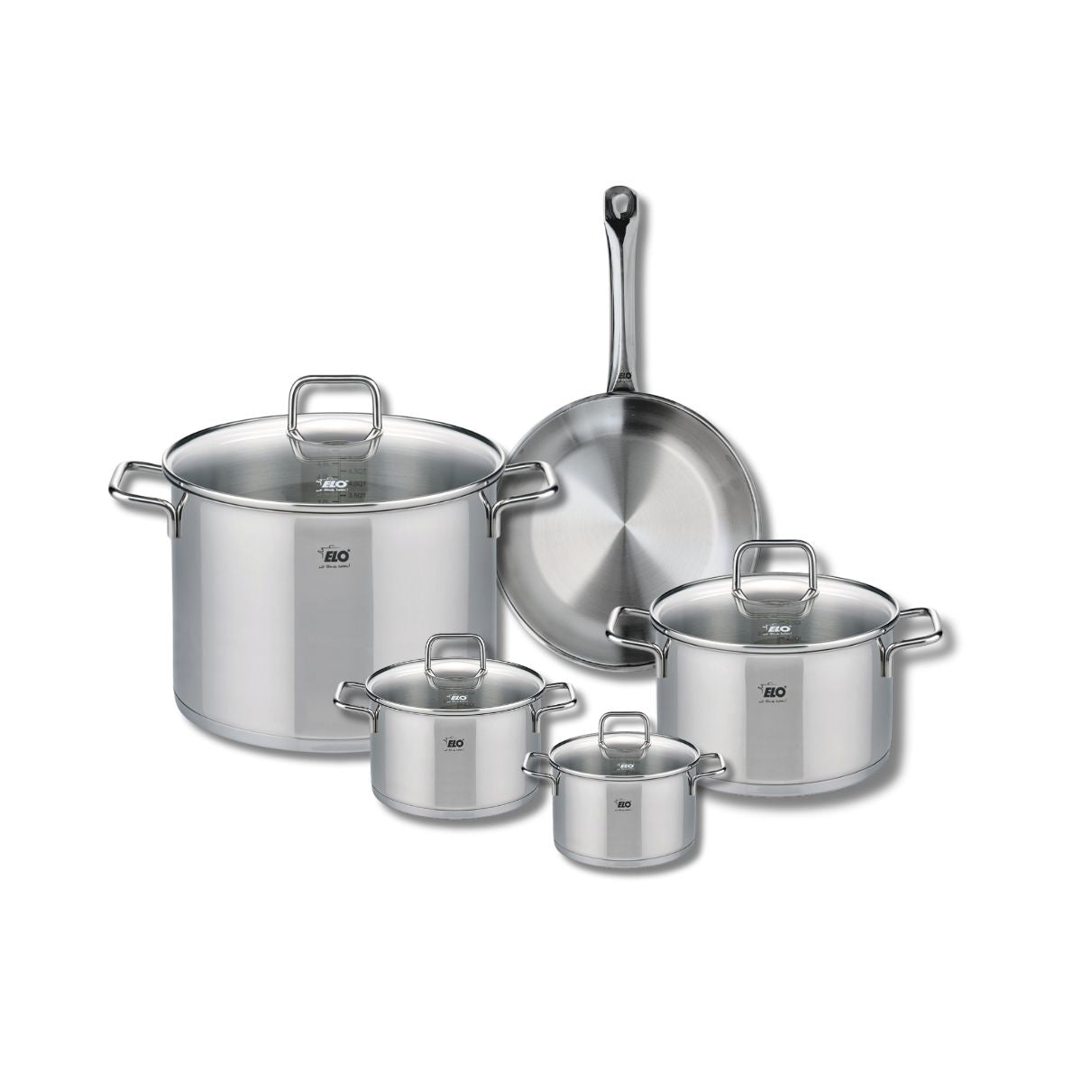 Ensemble de 1 Poêle de cuisson 24 cm et 4 faitouts 12, 14, 20 et 26 cm  Profi Citrin Elo - Mathon - 1