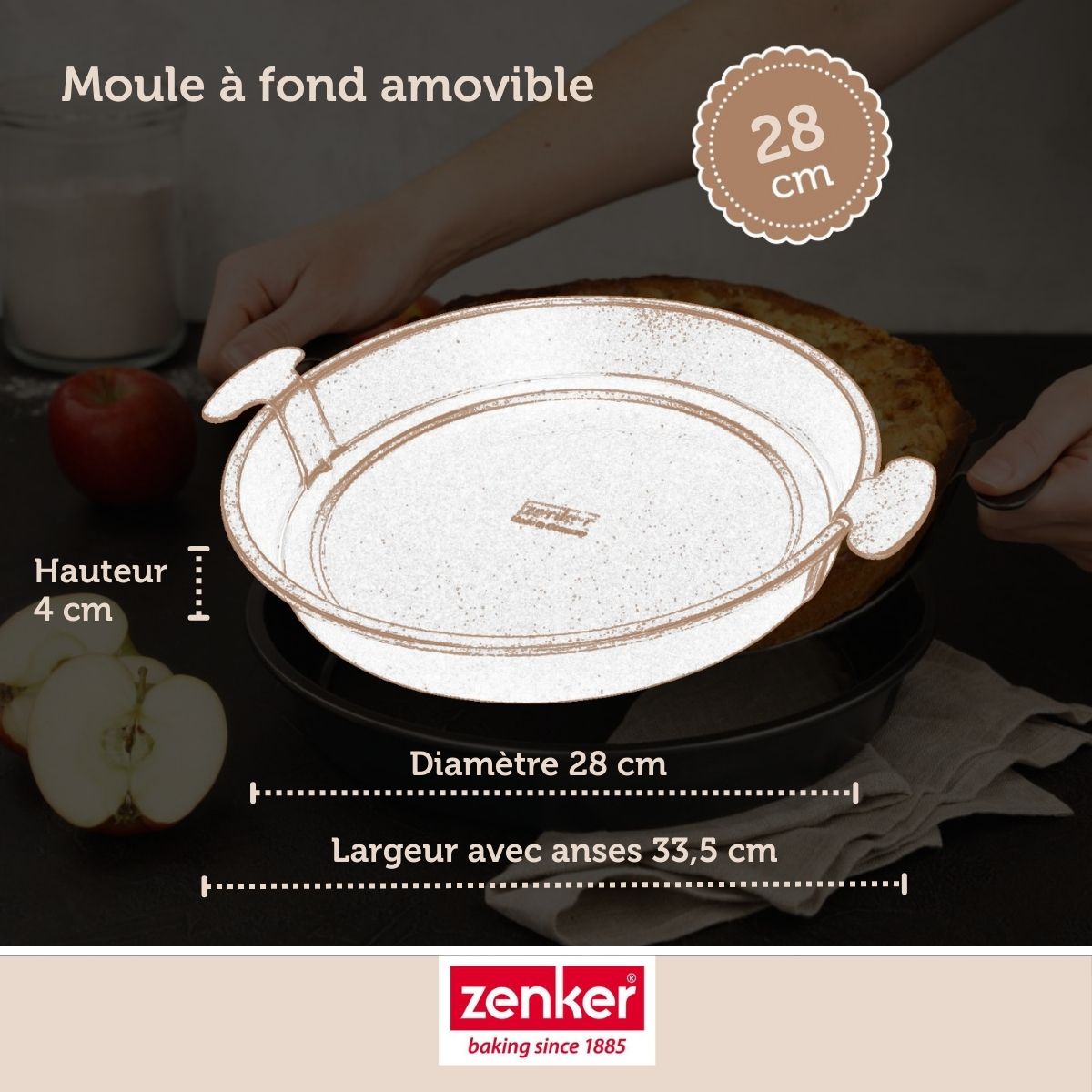 Moule à gâteau et quiches rond de 28 cm avec fond amovible Zenker Black Metallic Zenker - Mathon - 4
