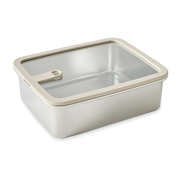 Boîte de conservation rectangulaire en inox avec couvercle en verre 2400 ml compatible micro-ondes Mathon - Mathon - 1