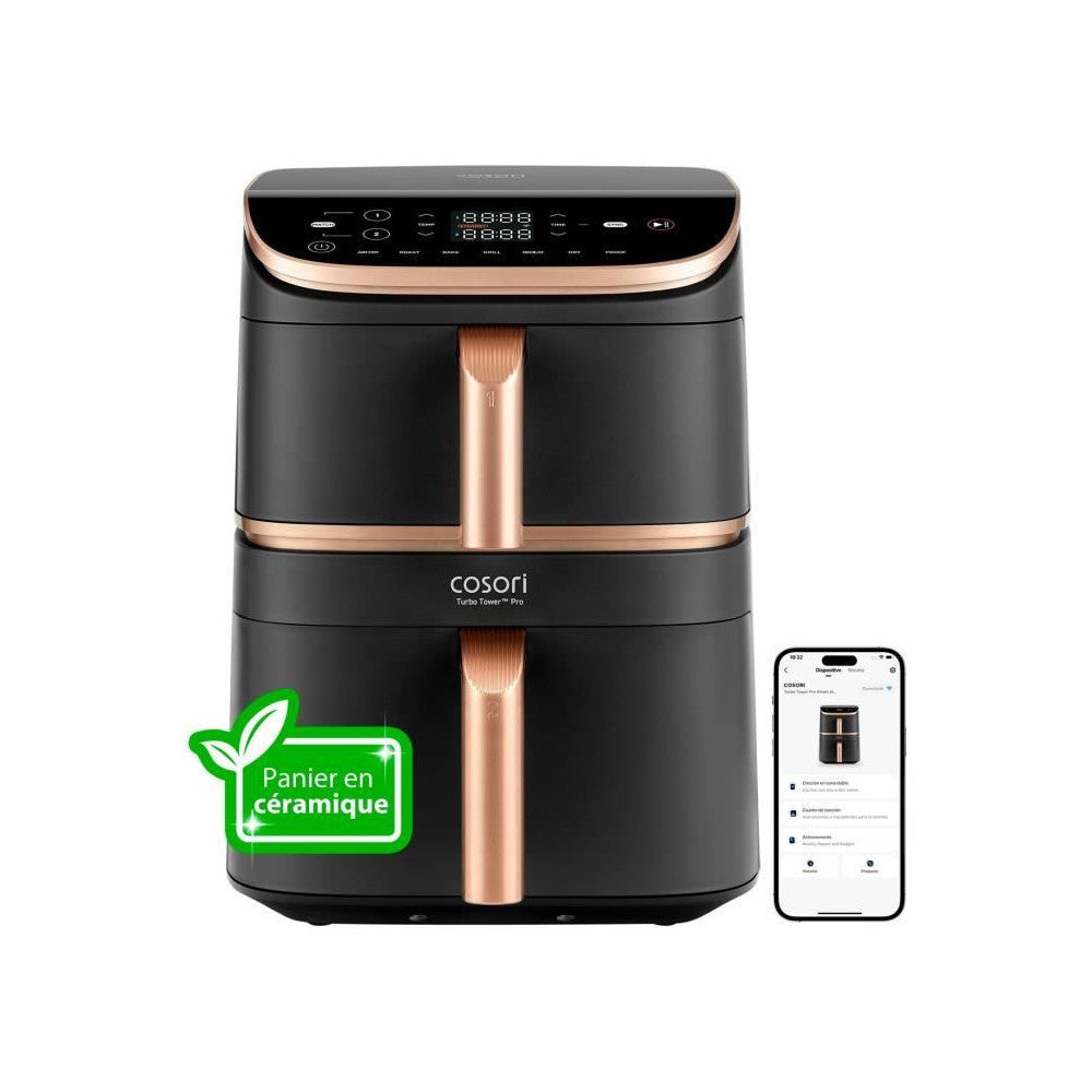 Friteuse Sans Huile   - Turbo Tower Pro Smart - Capacité 10,8l - 2 Cuves - 7 Programmes - 2630w - Noir Cosori - Mathon - 1