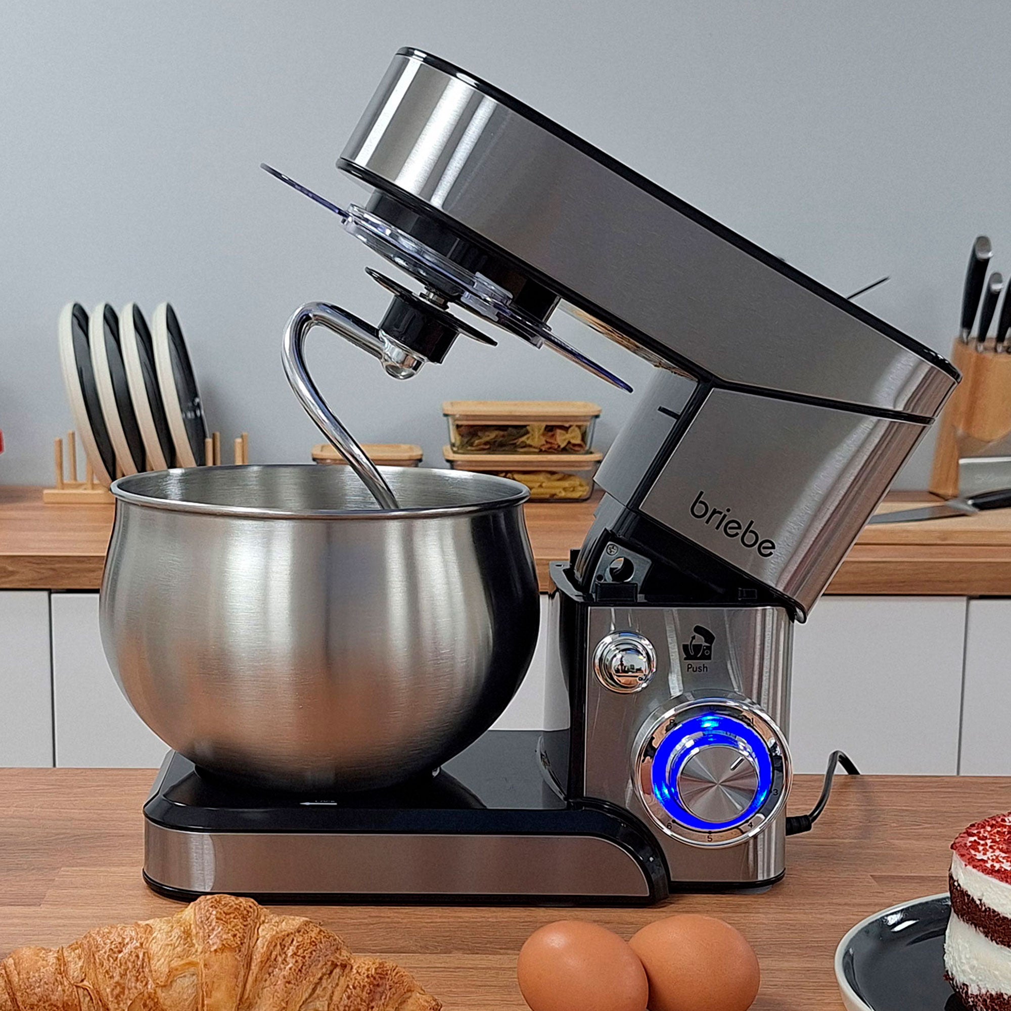 Robot Pâtissier Boulangerie Cuisine Ménager Multifonction Bol Inox 5L 6 Vitesses 1800 Acier Inoxydable KM1114 - Mathon - 4