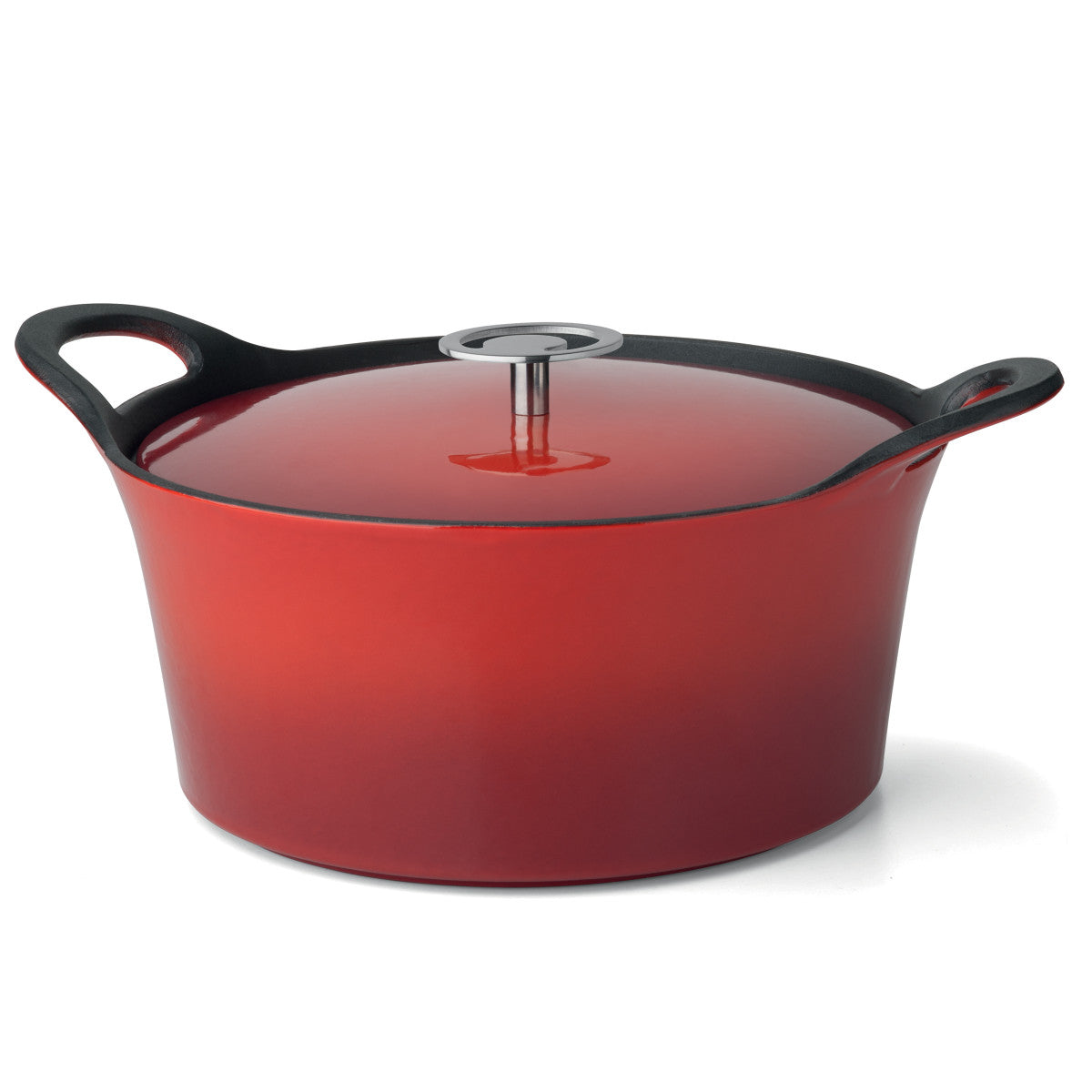 Volcan - Cocotte ronde 24cm fonte de fer émaillée rouge avec couvercle Cuisinox - Mathon - 1
