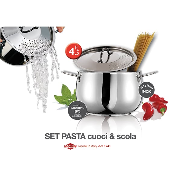 Cuit-pâtes en inox avec couvercle égouttoir 20 cm 4,5 L Inoxriv - Mathon - 6