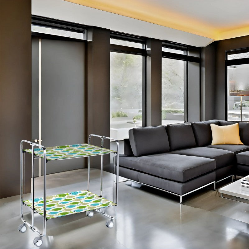 Desserte pliante 2 niveaux avec roulettes – structure chromée, bauhaus Don Hierro - Mathon - 3