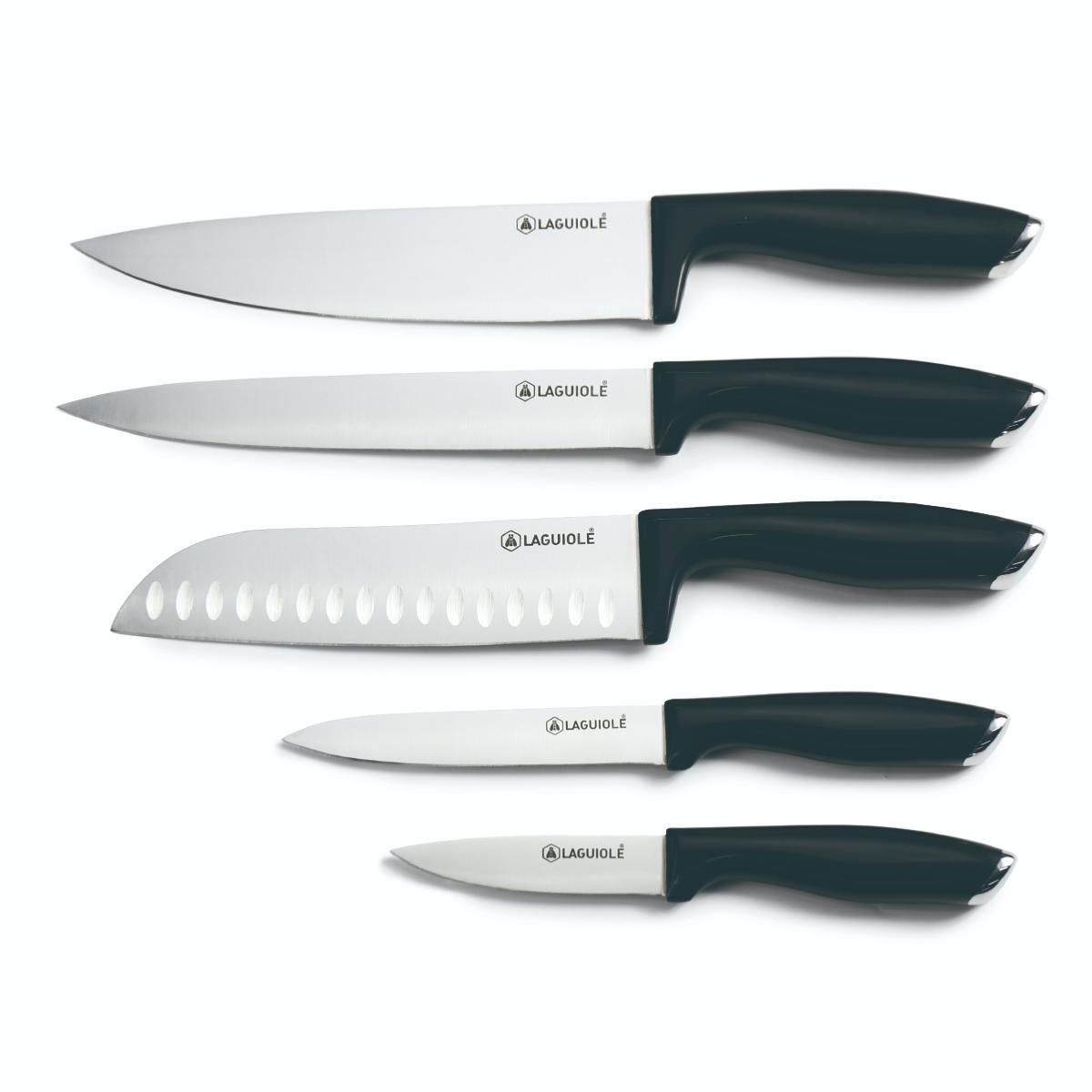 Bloc de 5 couteaux en acier noir - "Lumin" Laguiole Cuisson - Mathon - 2