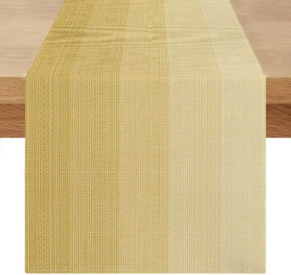 Chemin de Table Lin Style Vintage 180×40 cm Jaune Vendos85 - Mathon