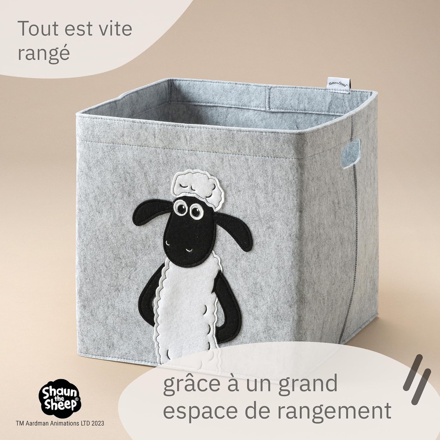 Boîte de rangement en feutre compatible Kallax Lifeney Shaun le mouton Fackelmann - Mathon - 5