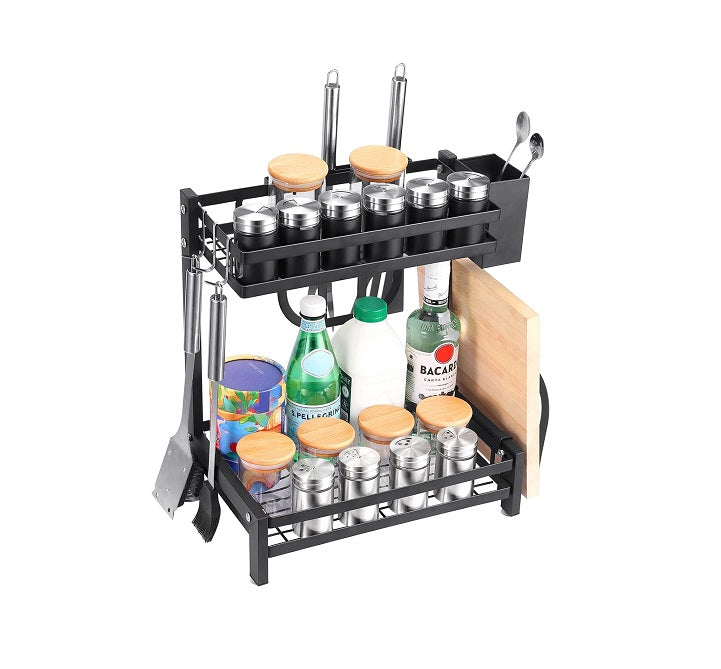 Porte-Épices en Acier Inoxydable à 2 Étages noir Vendos85 - Mathon