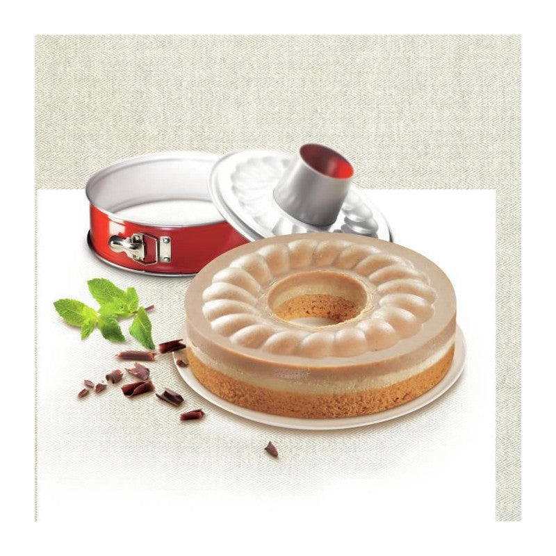 Moule A Savarin Delibake En Acier - O 25 Cm - Rouge Et Gris - Avec Charniere Tefal - Mathon - 4