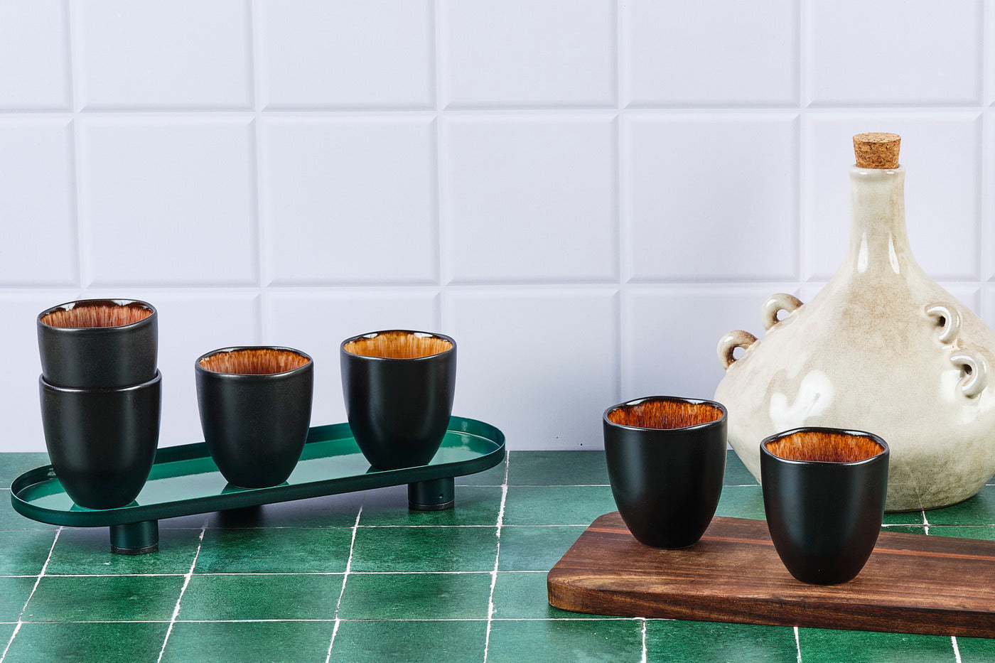 Lot de 6 tasses en grès marron D7 Björn - Mathon - 2