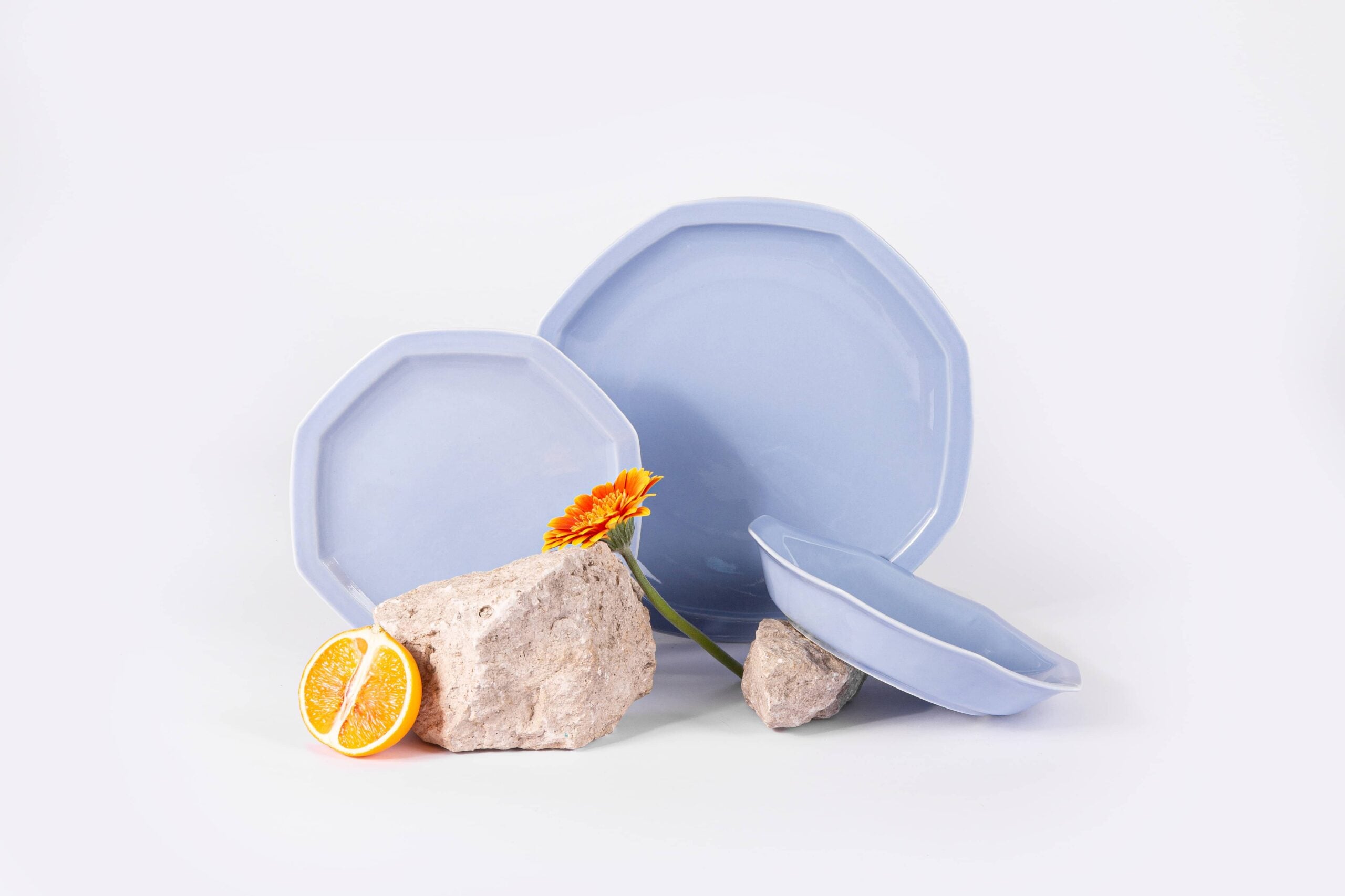 Assiette creuse octogonale bleu OGRE La Fabrique - Mathon - 5