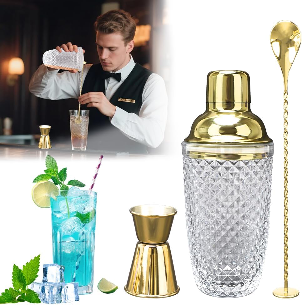 Shaker à Cocktail 400 ml Texture Diamant Or Vendos85 - Mathon