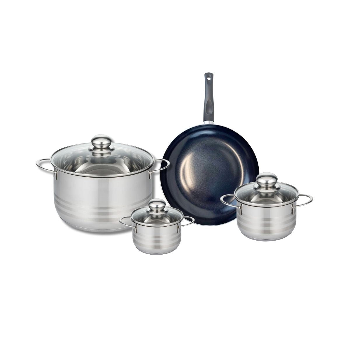 Ensemble de 1 Poêle de cuisson 24 cm et 3 faitouts 12, 14 et 24 cm  Prima Brillant Elo - Mathon - 1