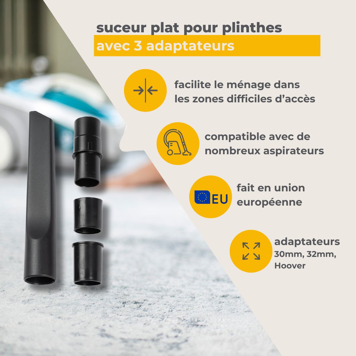 Suceur aspirateur plat pour plinthes compatible avec de nombreux aspirateurs TopFilter TopFilter - Mathon - 2