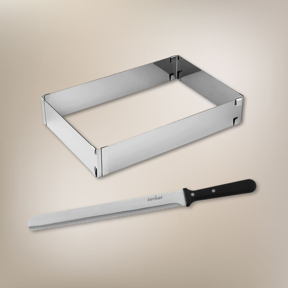 Cadre à gâteaux rectangulaire réglable et couteau à pâtisserie 30 cm Zenker Smart Pastry Zenker - Mathon - 2
