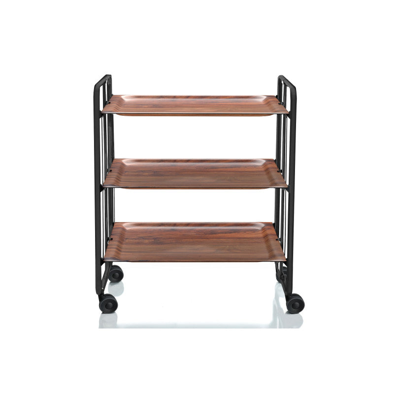 Desserte pliante 3 niveaux avec roulettes – structure noire, bauhaus Don Hierro - Mathon - 1