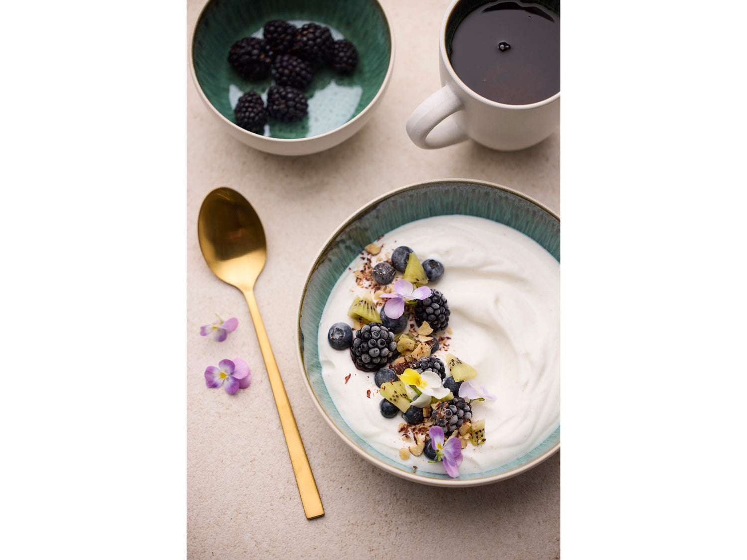 Mug Gastro en Grès Blanc/Vert Bitz - Mathon - 5