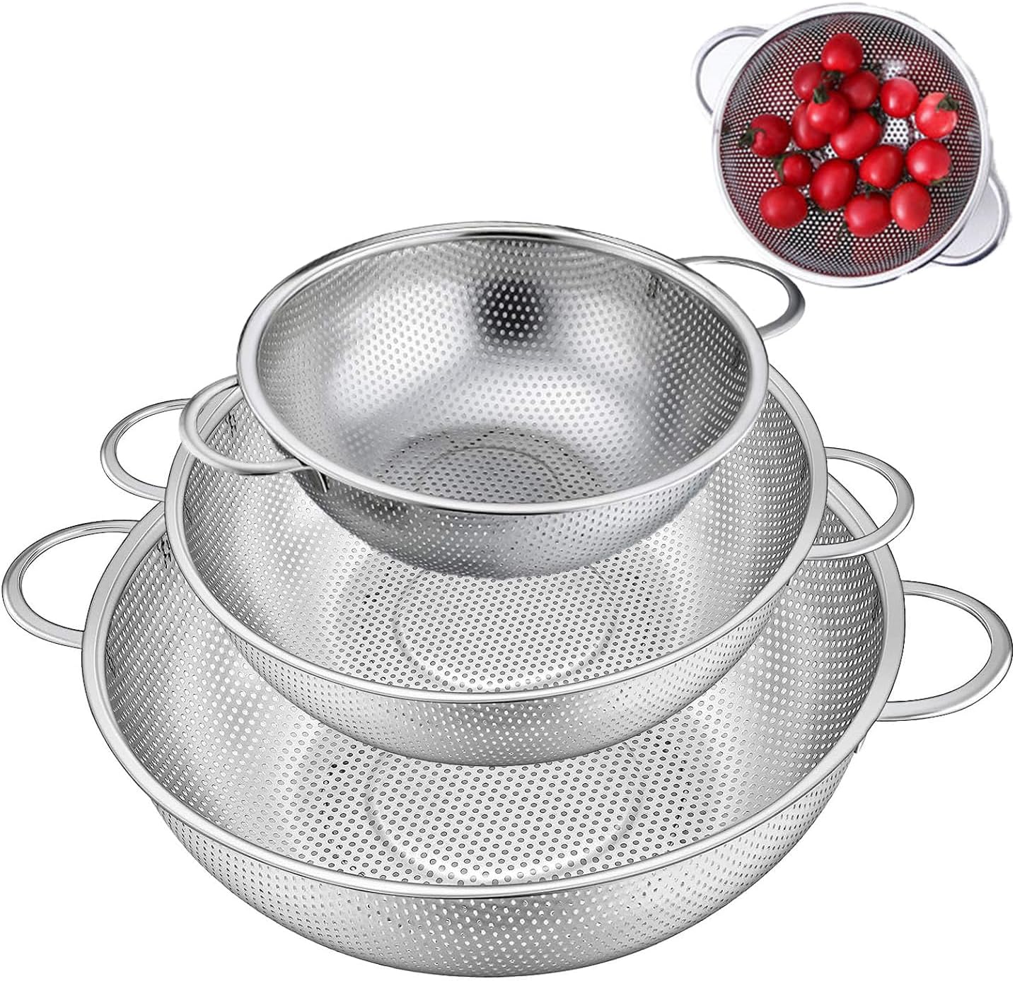 Passoire à pâtes en acier inoxydable 28cm,22cm,19 cm, 3 pièces Vendos85 - Mathon