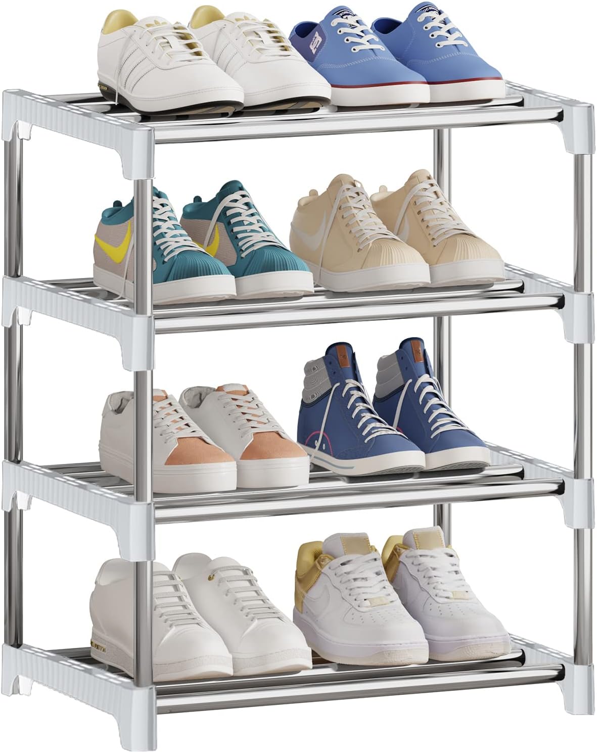 Petite étagère à Chaussures empilable à 4 Niveaux blanc Vendos85 - Mathon