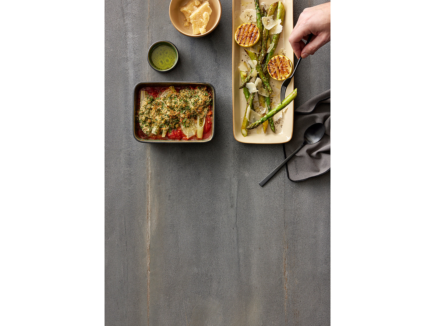 Plat rectangulaire GASTRO en grès émaillé Noir/Vert Bitz - Mathon - 4