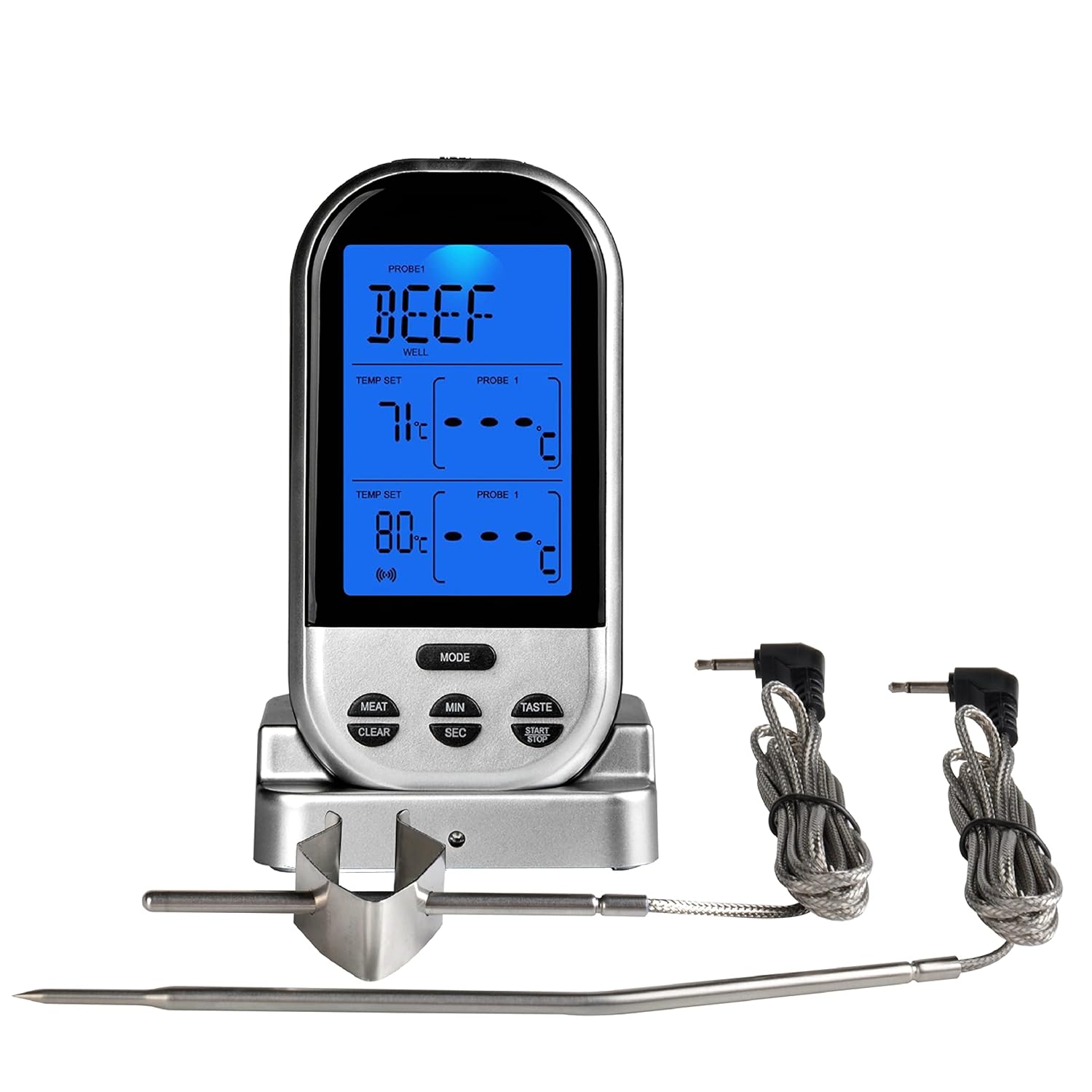 Thermomètre à Viande Minuterie de Cuisine avec Double Sondes gris Vendos85 - Mathon