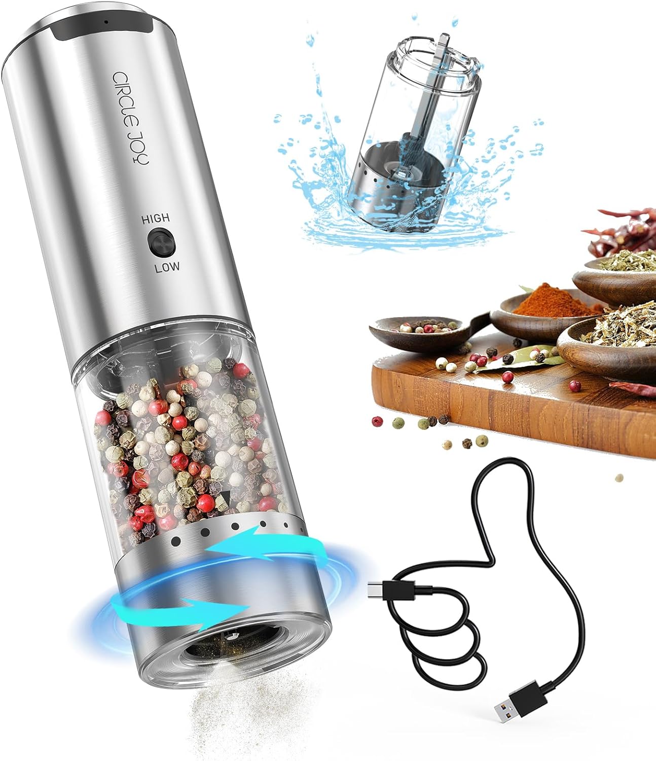 Moulin à Poivre Électrique en Acier Inoxydable Rechargeable Vendos85 - Mathon