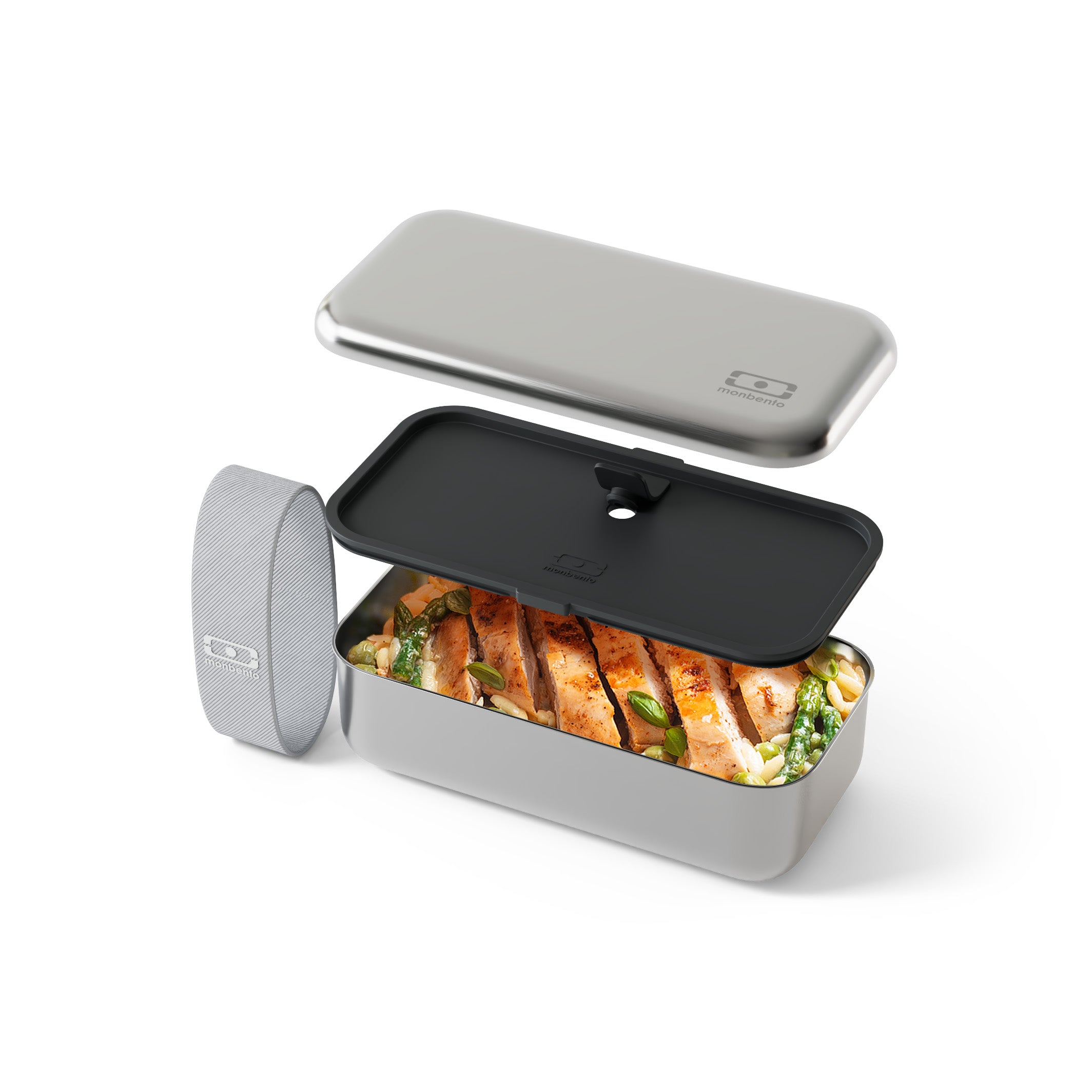 Lunch box en métal micro-ondable Sense Gris Coton 700ml Monbento - Mathon - 5