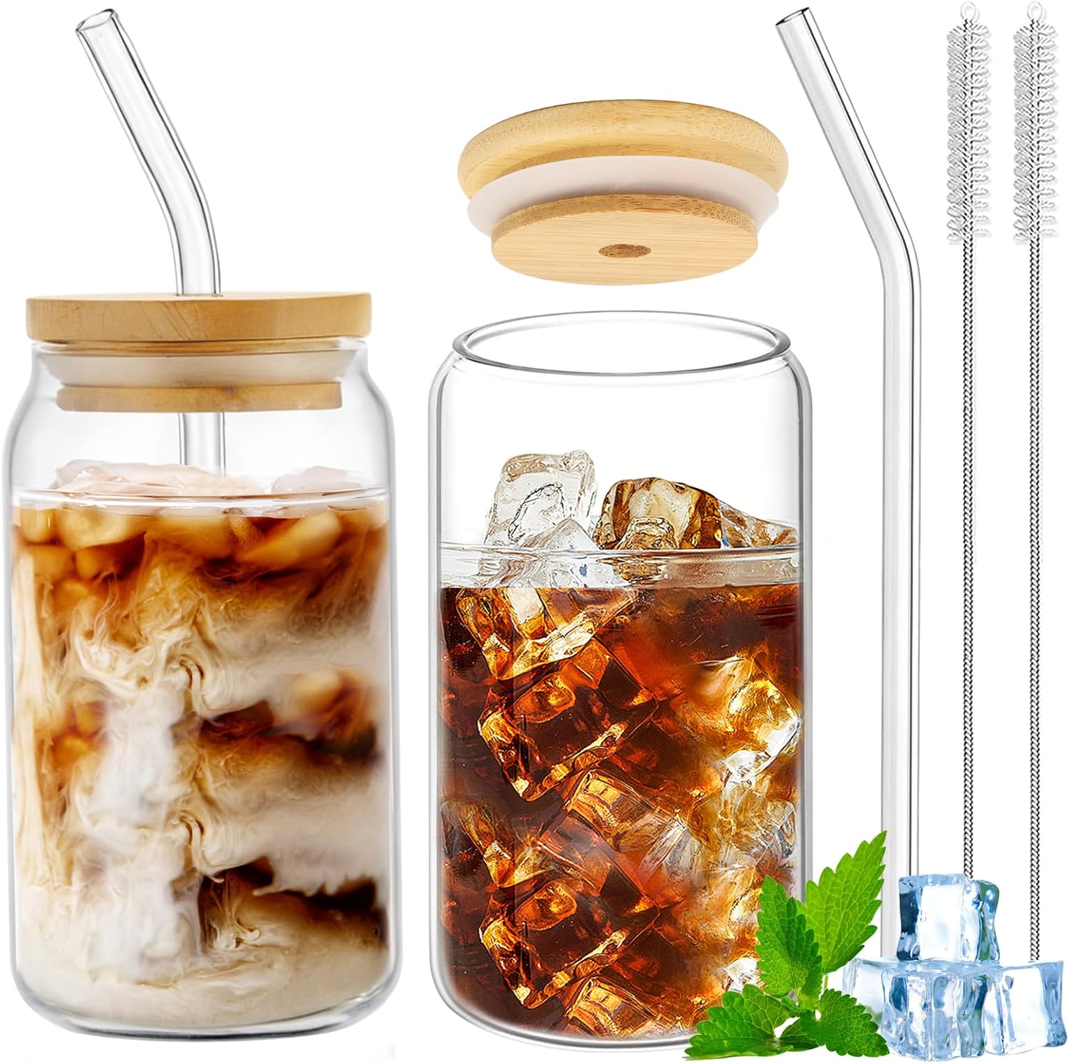 Set de 2 Gobelets en Verre Style Canette avec Pailles Vendos85 - Mathon