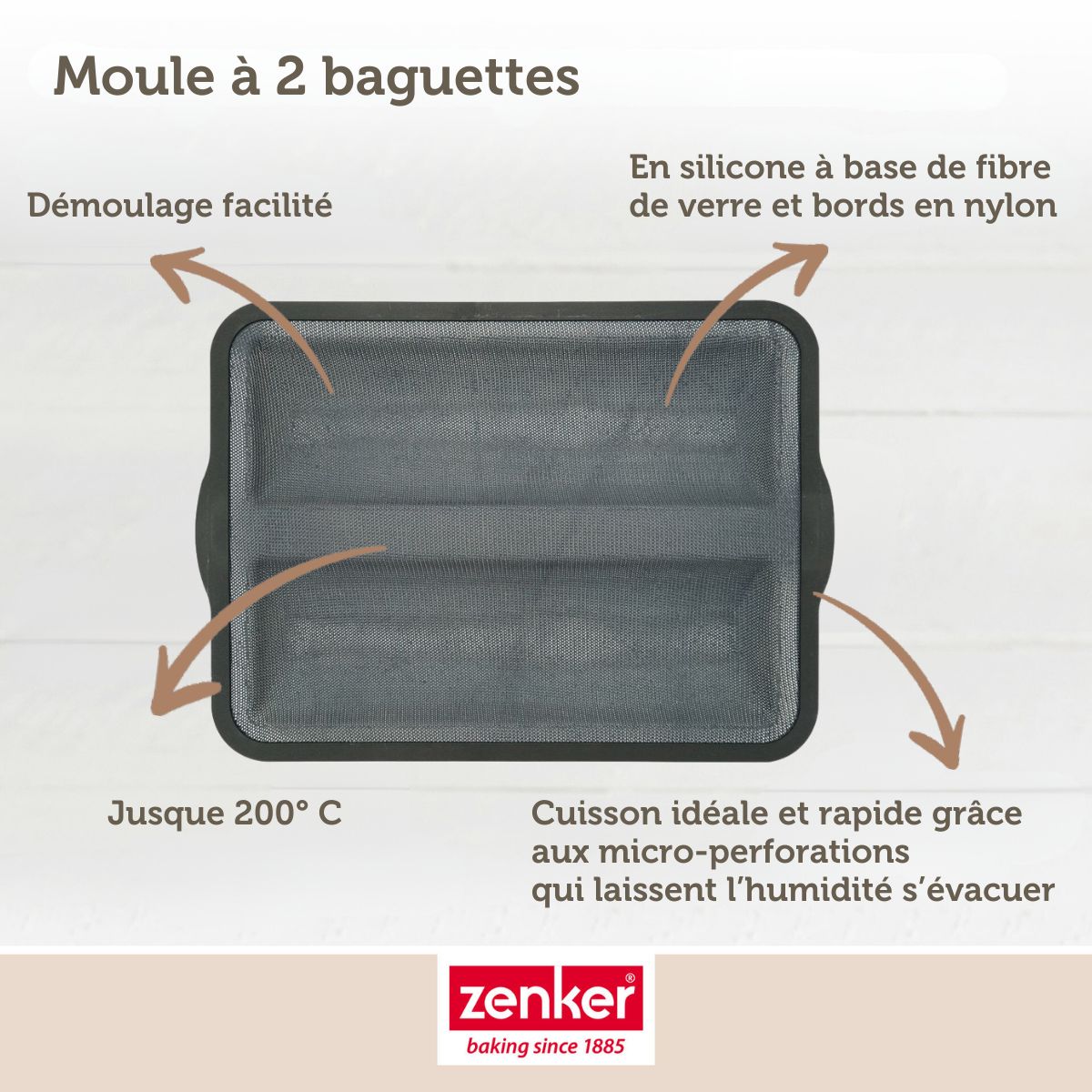 Moule à baguettes de pain 36 x 26 cm Zenker Silicone fibre de verre Zenker - Mathon - 6