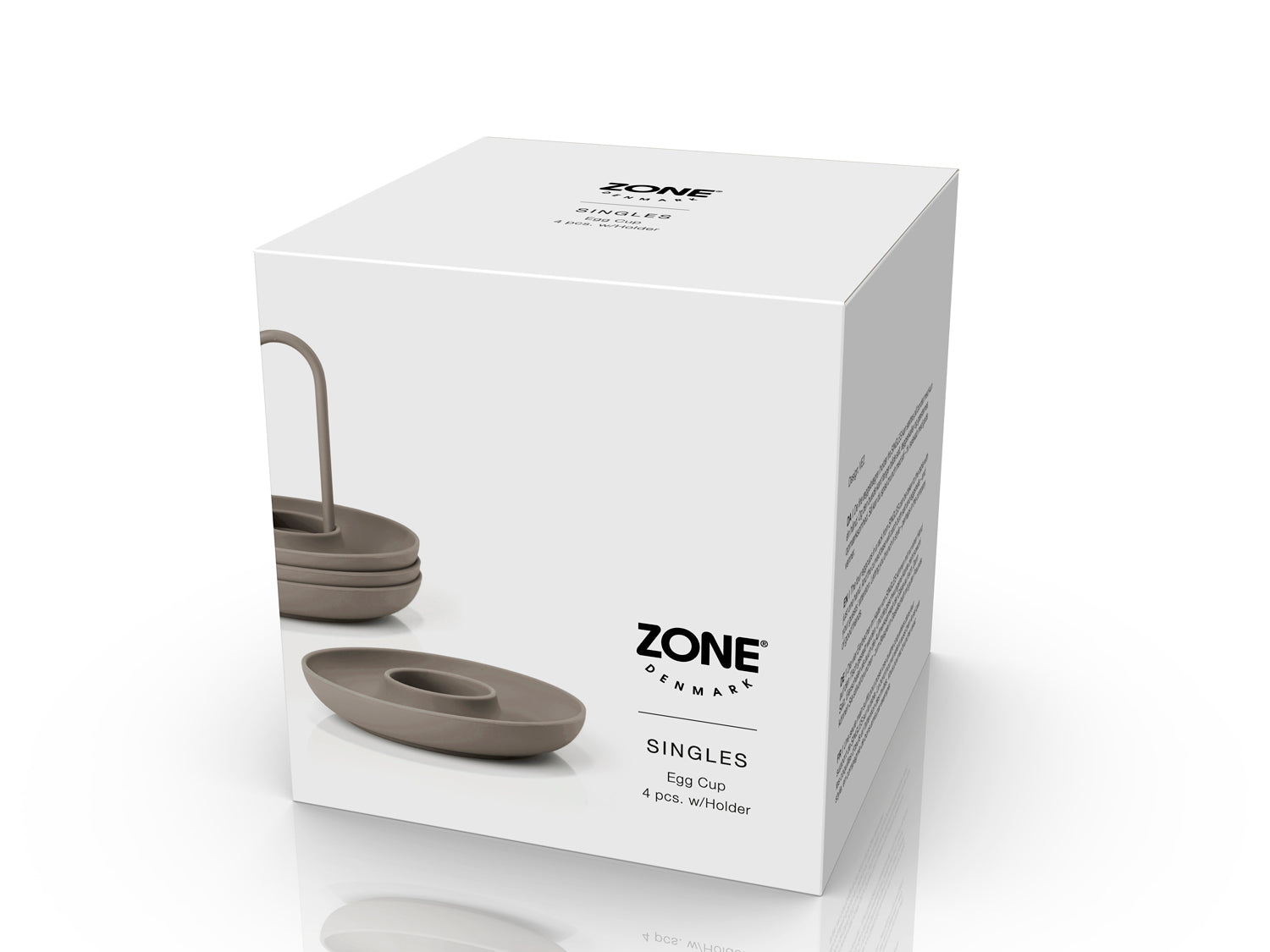 Set de 4 coquetiers avec support SINGLES en silicone Taupe Zone Denmark - Mathon - 3