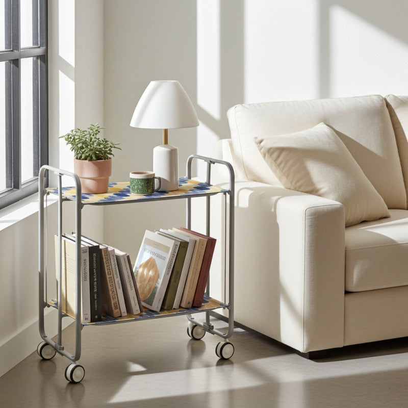 Desserte pliante bauhaus avec roulettes – structure grise, 2 niveaux, 4 positions Don Hierro - Mathon - 2