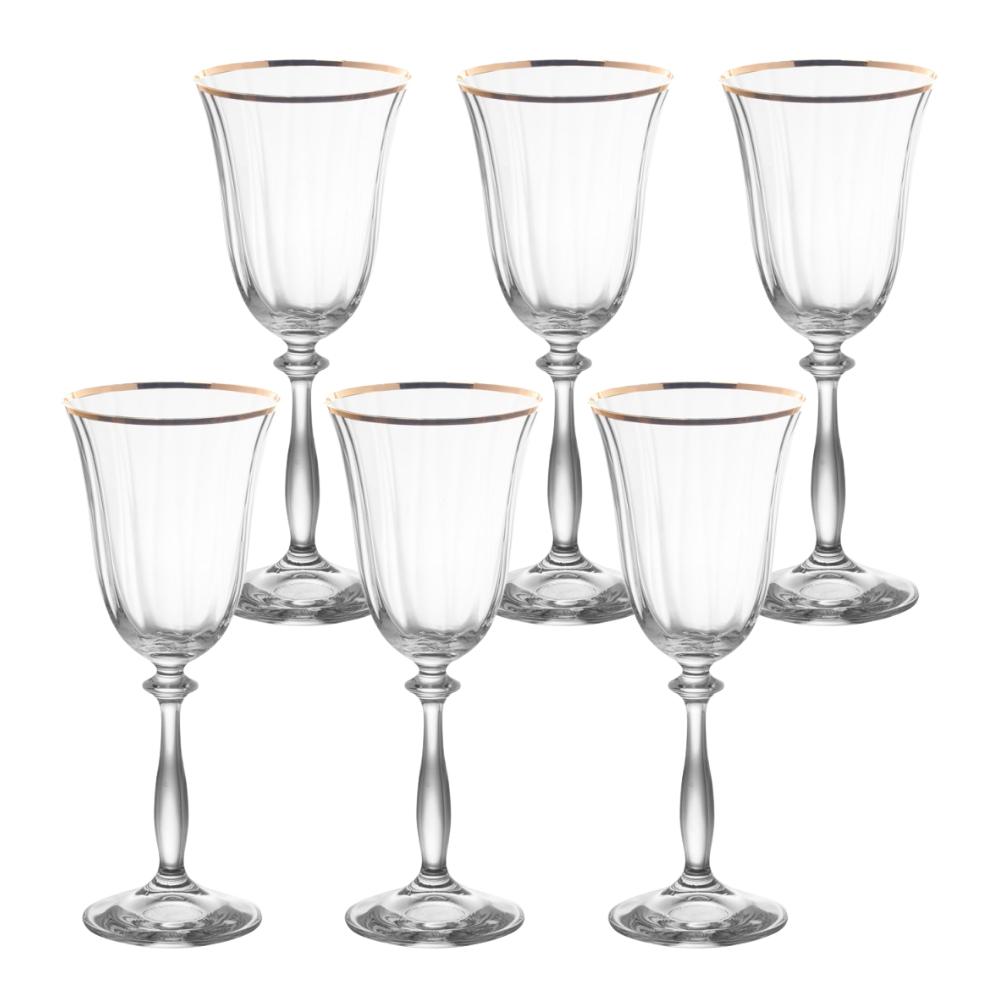 Boîte de 6 verres à pied Angela filet or 35 cl Table passion - Mathon - 1