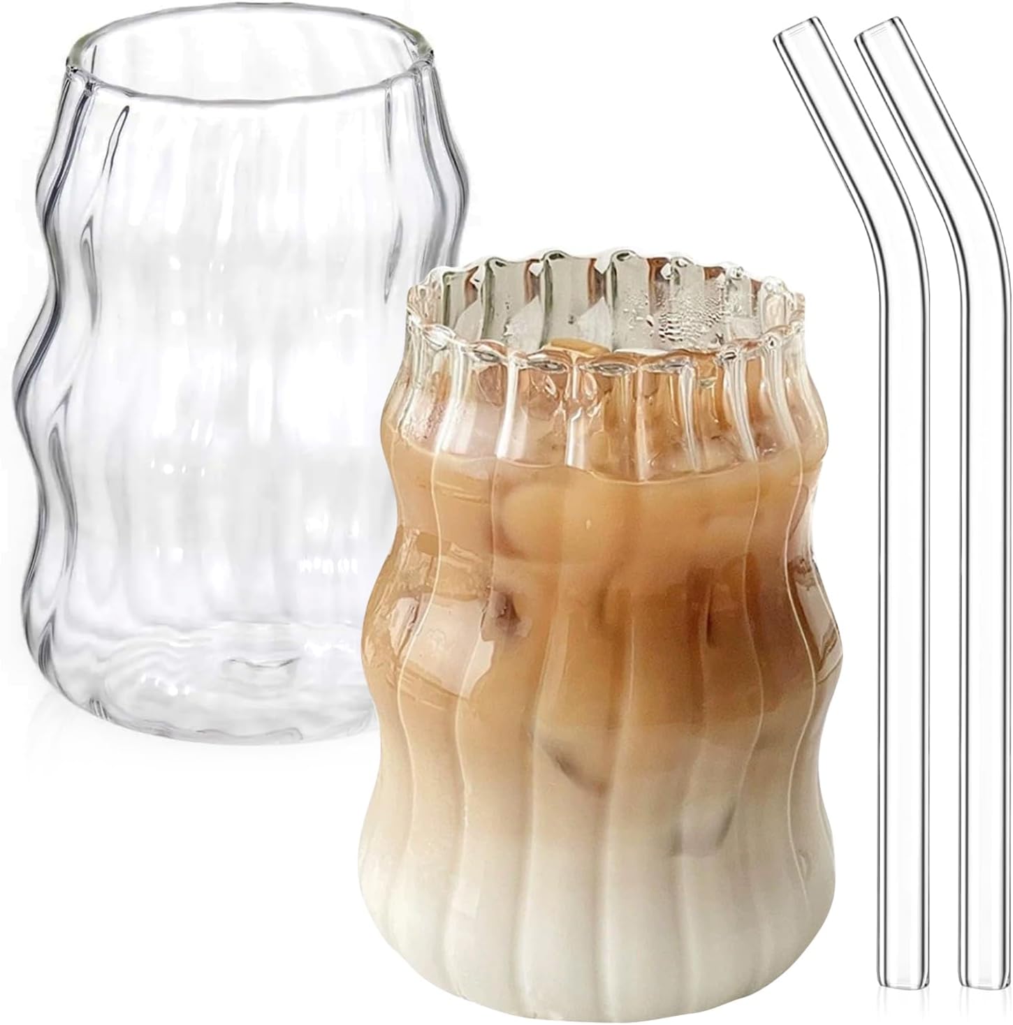 Lot 2 Verres à Eau 530ml avec Pailles – Verre Borosilicate Vendos85 - Mathon
