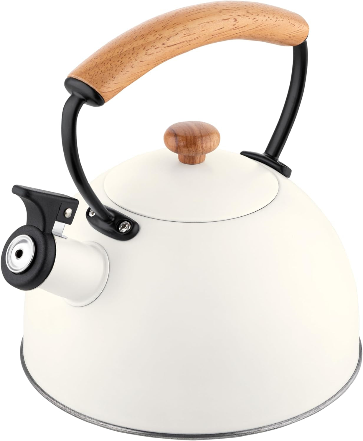 Bouilloire à Induction Théière Sifflet 2,3L  Acier Inox, Poignée en Bois  Blanc Nordic - Mathon - 6