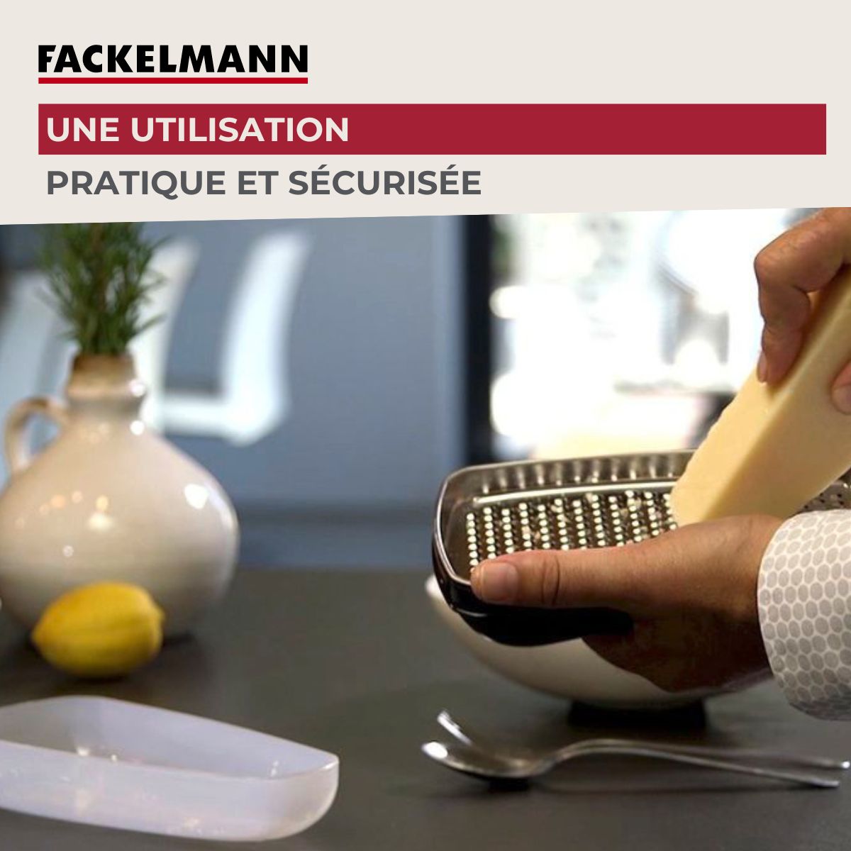 Duo Râpe à zeste longue à gros grain avec couvercle de protection 42 cm et Râpe à parmesan et sa boîte de rangement 19 cm  Gourmet Fackelmann - Mathon - 4