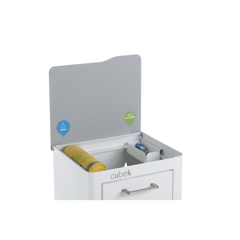 Poubelle cuisine de tri sélectif CUBEK, 3 compartiments de 20 litres, Blanc Don Hierro - Mathon - 4