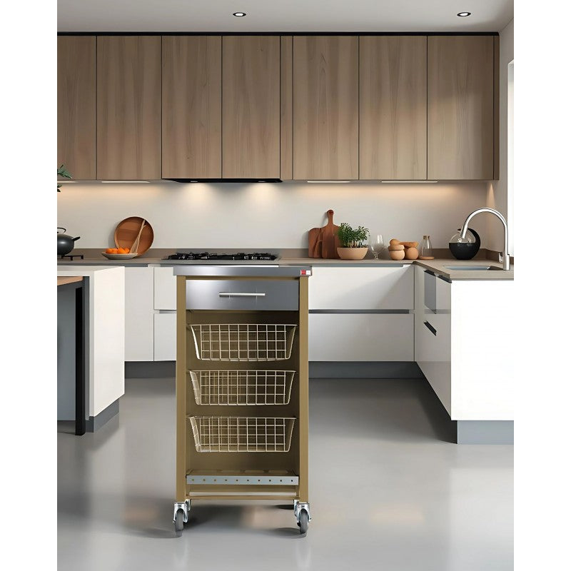 Desserte de cuisine plateau supérieur en Acier Inoxydable, CHELSEA, couleur Sable Don Hierro - Mathon - 5