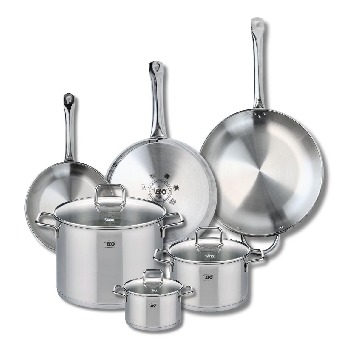 Ensemble de 3 Poêles de cuisson 24, 28 et 32 cm et 3 faitouts 14, 20 et 26 cm  Profi Citrin Elo - Mathon - 1