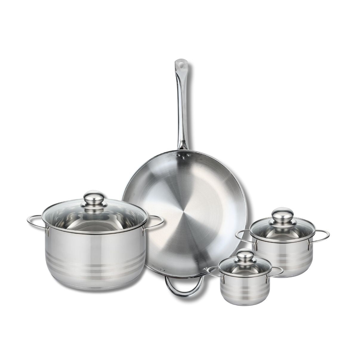 Ensemble de 1 Poêle de cuisson 32 cm et 3 faitouts 12, 14 et 24 cm  Profi Brillant Elo - Mathon - 1