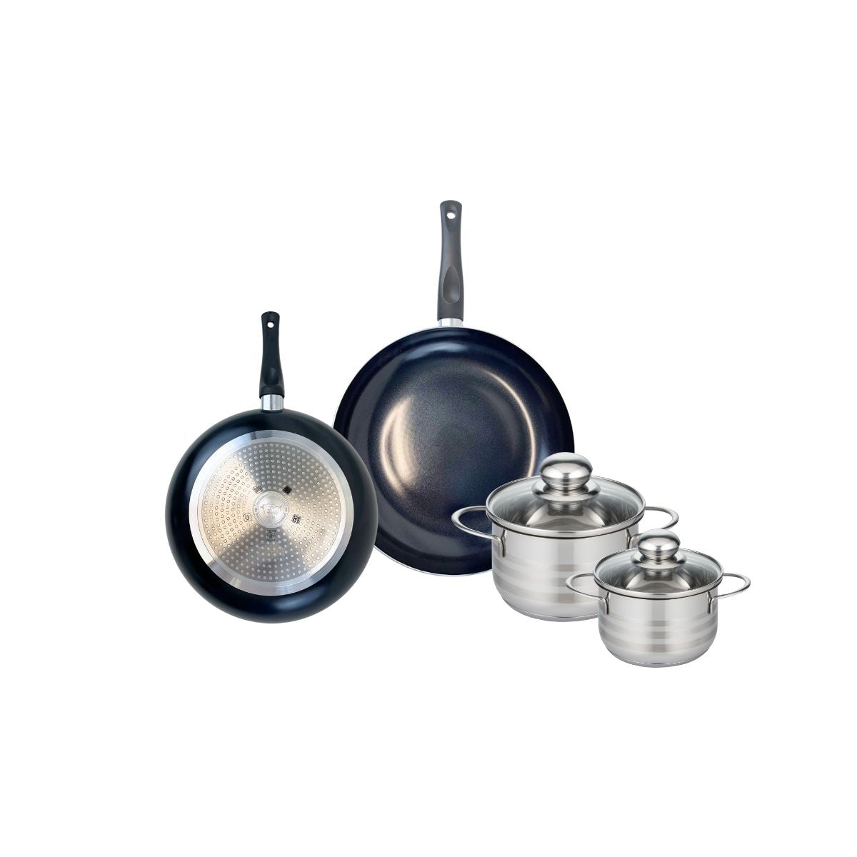 Ensemble de 2 Poêles de cuisson 20 et 24 cm et 2 faitouts 12 et 14 cm  Prima Brillant Elo - Mathon - 1