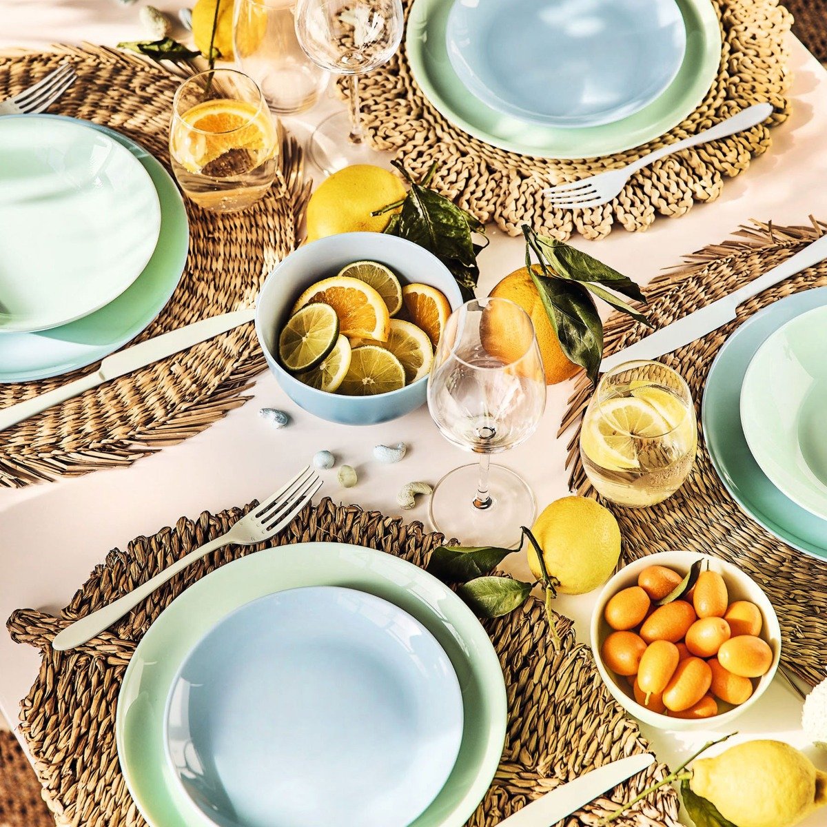 4 assiettes plates 25cm Diwali Paradise Blue Luminarc - Mathon - 4