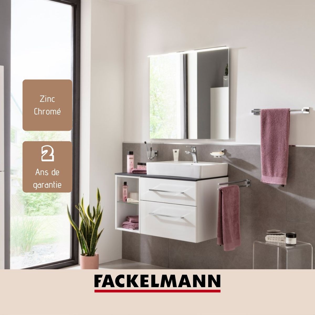 Porte serviette mural vertical gris chrome 49,5 x 5 x 7 cm  Mare Fackelmann - Mathon - 4