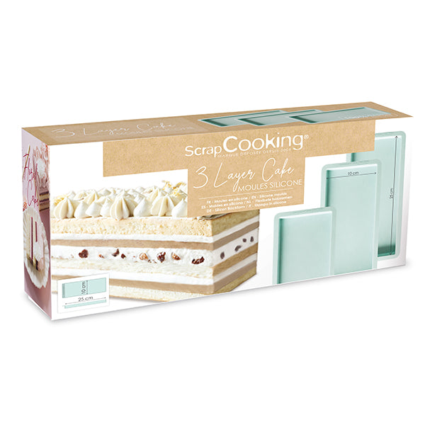 Set de 3 moules silicone layer cake rectangulaire Scrapcooking - Mathon - 4